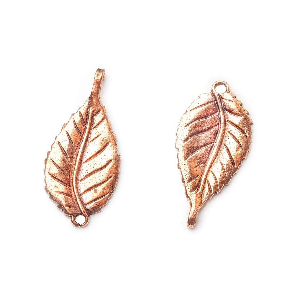 27x13x1mm Copper Charm Leaf Set of 2 - AtlantaFindingsCompany
