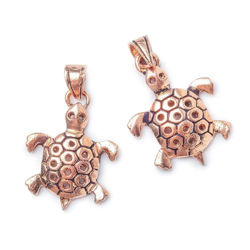 28x22mm Copper Finding Sea Turtle Set of 2 - AtlantaFindingsCompany