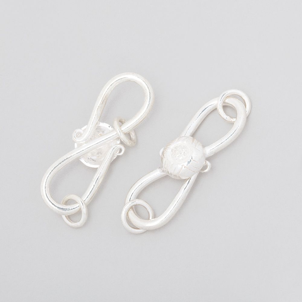 Sterling Silver S - Hook Clasp with Floral Button - 28x9mm - AtlantaFindingsCompany