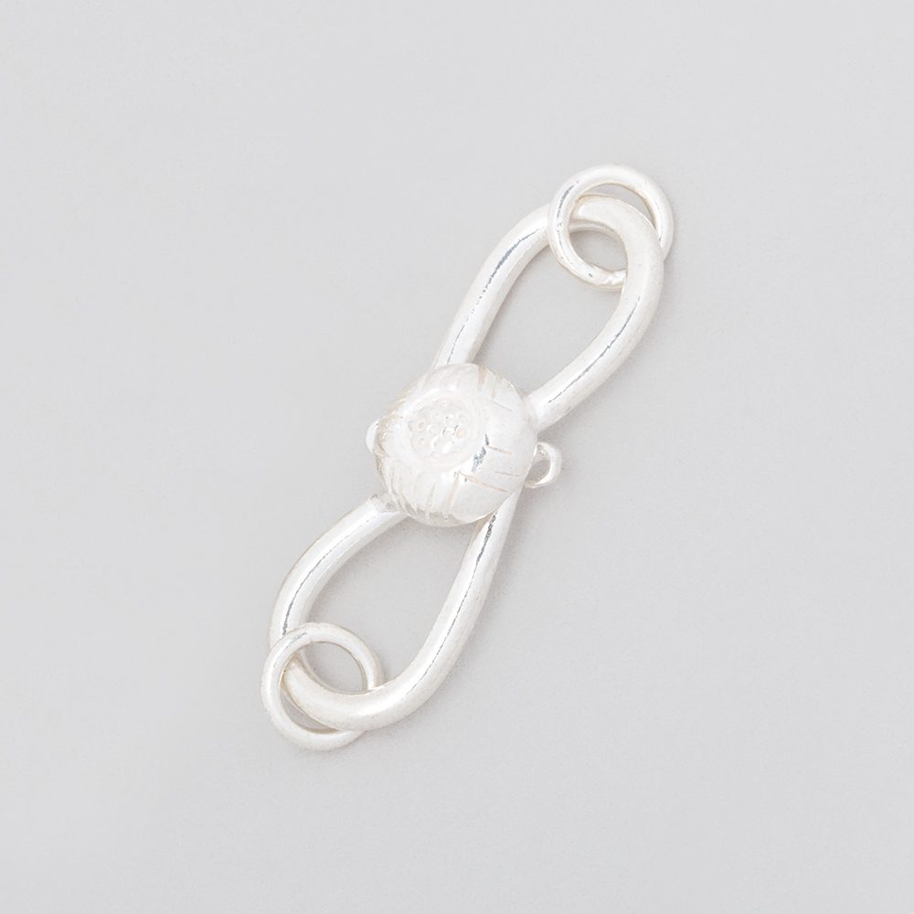 Sterling Silver S - Hook Clasp with Floral Button - 28x9mm - AtlantaFindingsCompany