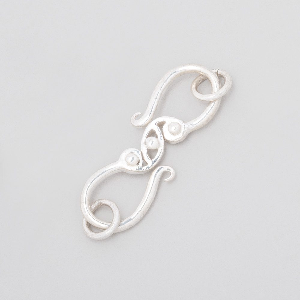 28x9mm Sterling Silver S - Hook Clasp with Triple Dotted Design - 1 Piece - AtlantaFindingsCompany
