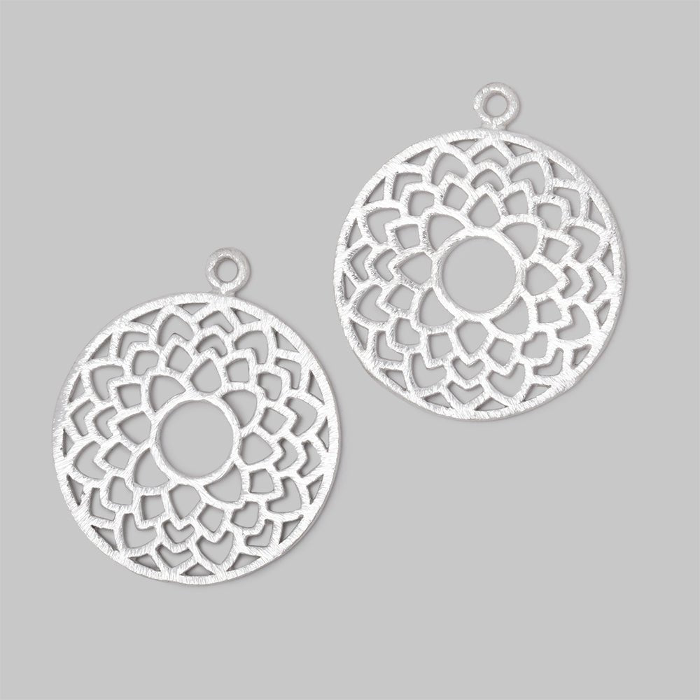29.5mm Brushed Filigree Coin Charm Set of 2 pieces - AtlantaFindingsCompany