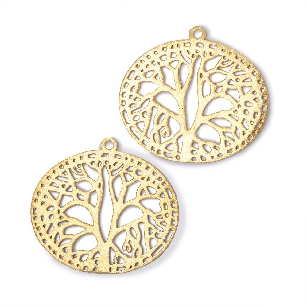 29x35mm Brushed Filigree Oval Charm Set of 2 pieces - AtlantaFindingsCompany