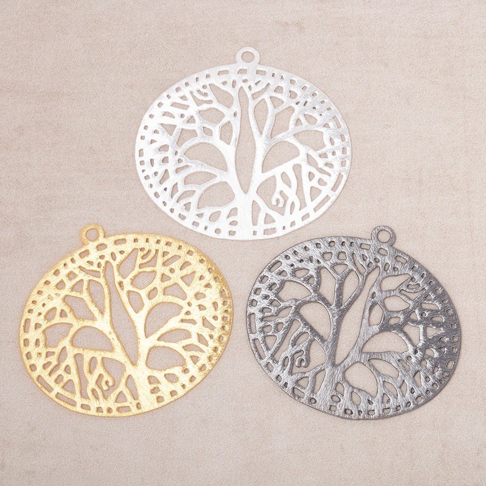 29x35mm Brushed Filigree Oval Charm Set of 2 pieces - AtlantaFindingsCompany