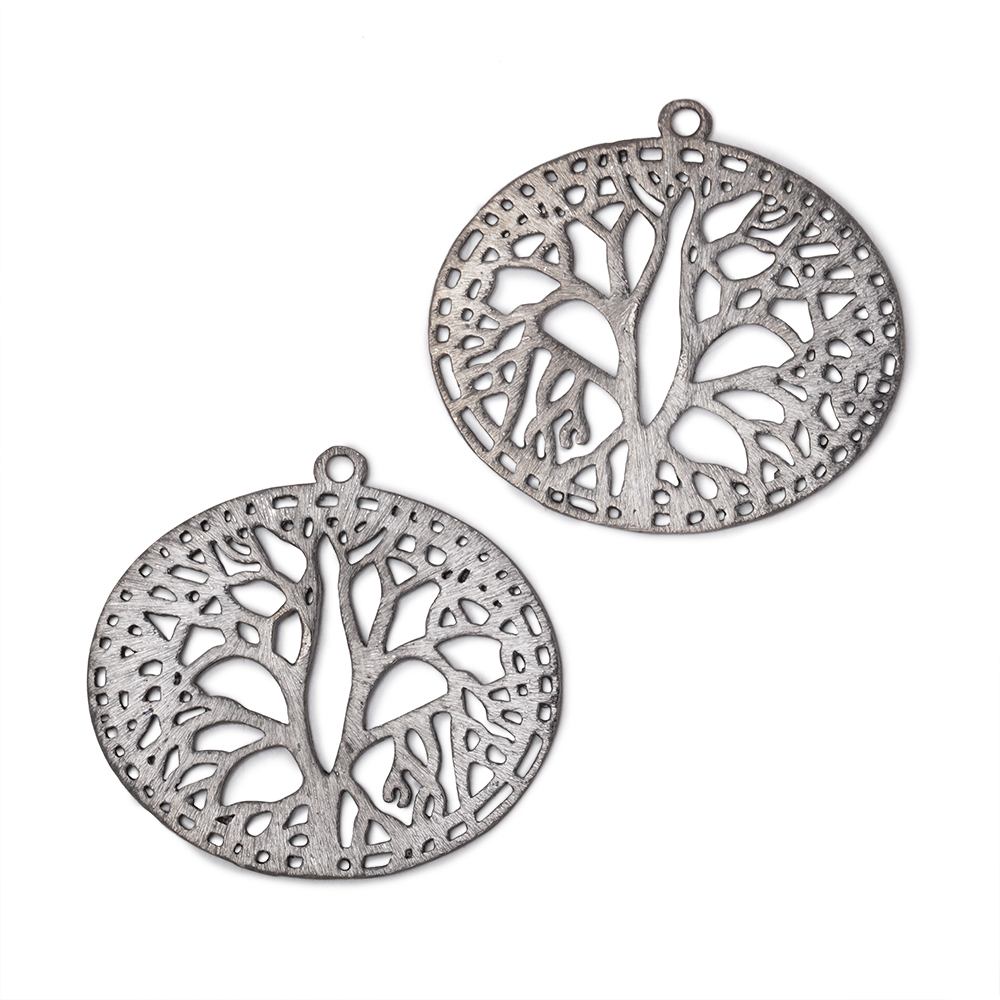 29x35mm Brushed Filigree Oval Charm Set of 2 pieces - AtlantaFindingsCompany