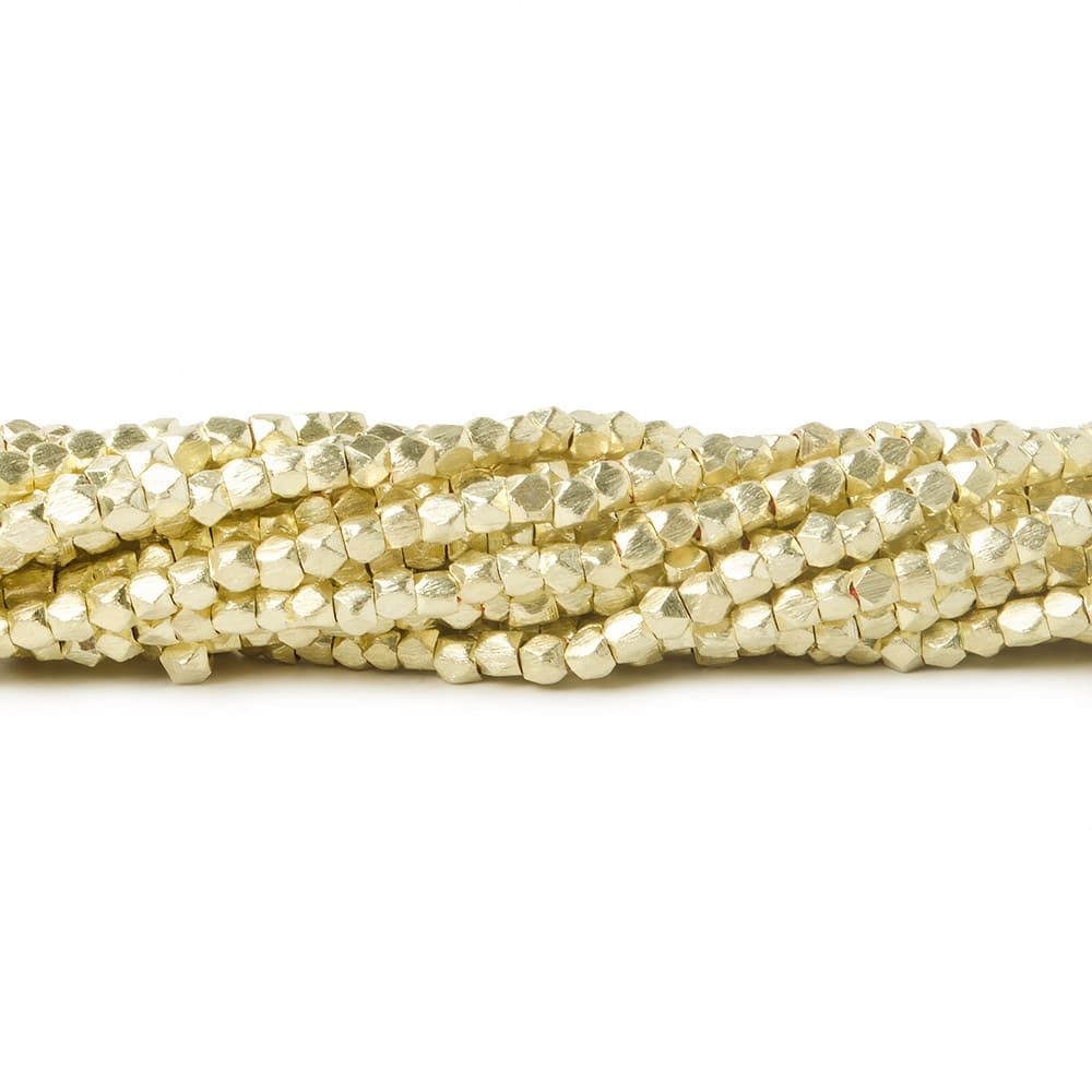 2mm Brushed Faceted Nugget Beads - 8" Strand (Approx. 84 pcs) - AtlantaFindingsCompany