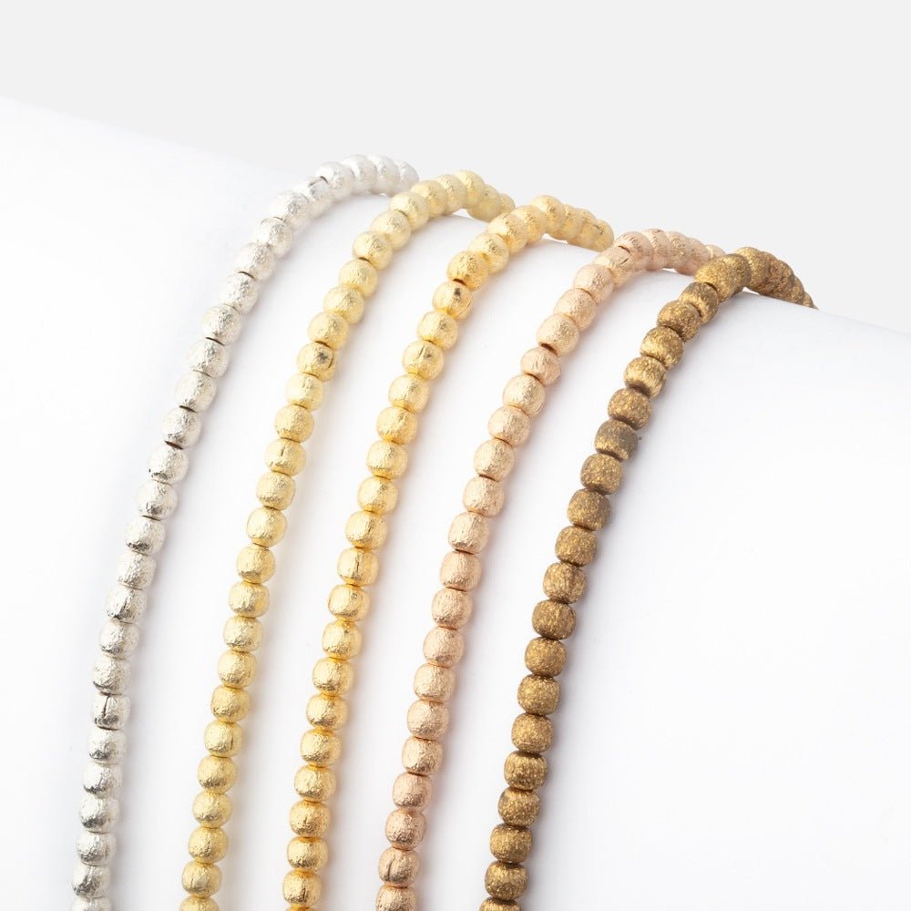 2mm Brushed Round Beads - Premium Quality Plated Beads for Jewelry Making - AtlantaFindingsCompany