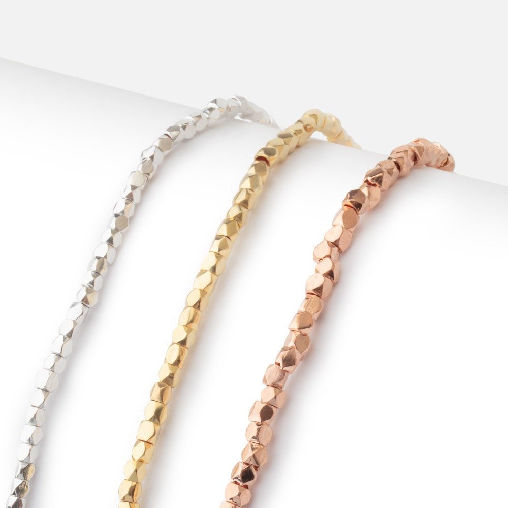 2mm Hand - Polished Faceted Nugget Beads - 8" Strand, Approx. 90 Pieces - AtlantaFindingsCompany