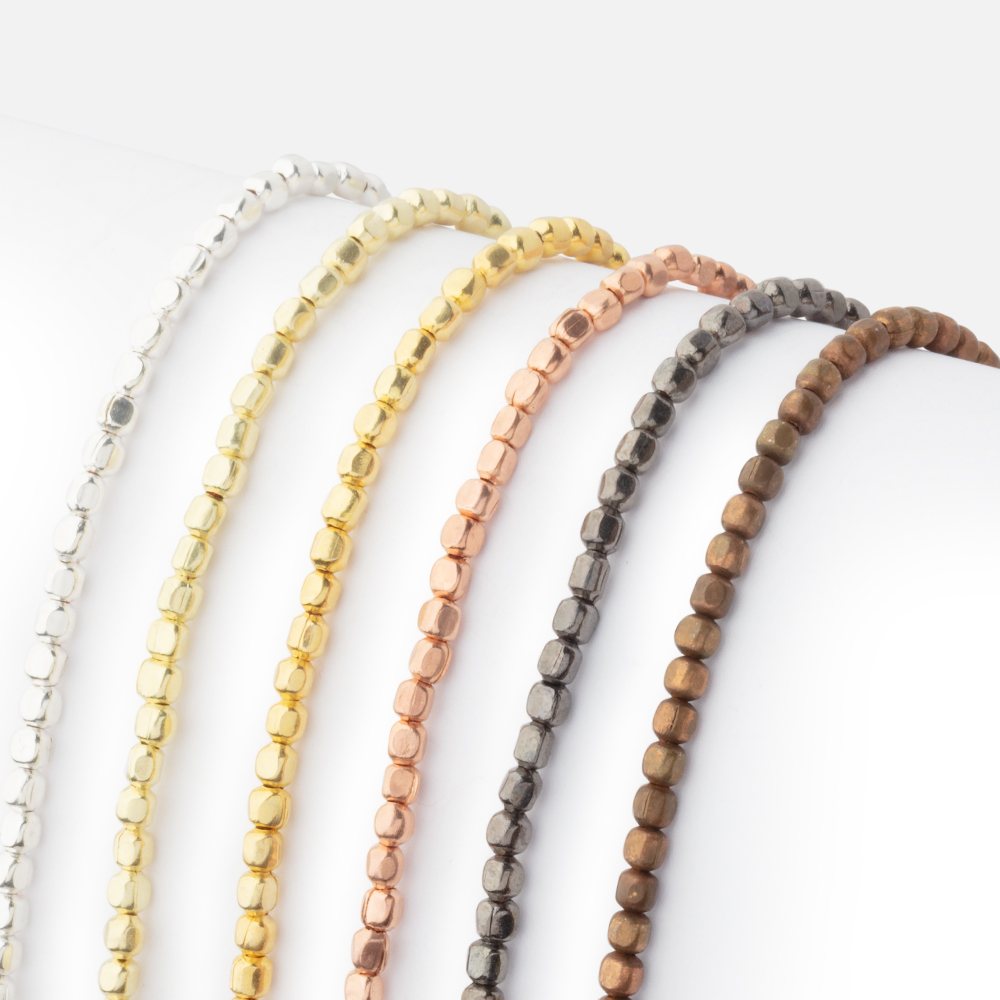 2mm Polished Shiny Finish Cube Beads - Plated Over Copper - AtlantaFindingsCompany