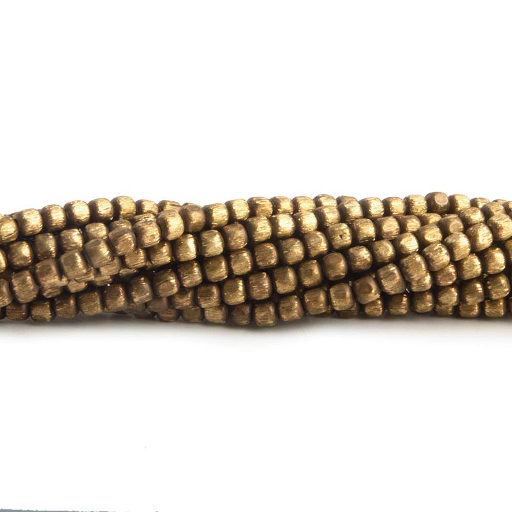 2mm Raw Copper Brushed Cube Beads - 8" Strand, 100 Pcs - AtlantaFindingsCompany