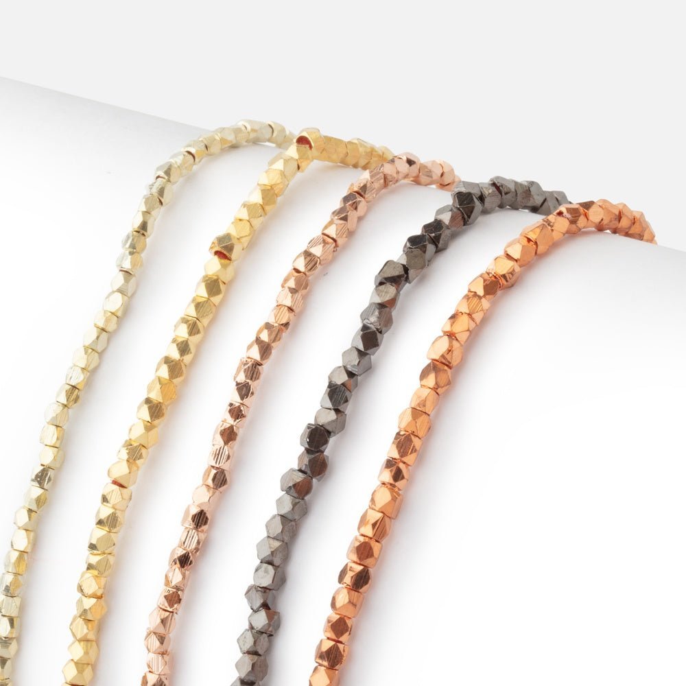 2mm Shiny Faceted Nugget Beads Strand (8 inches, approx. 90 pieces) - AtlantaFindingsCompany