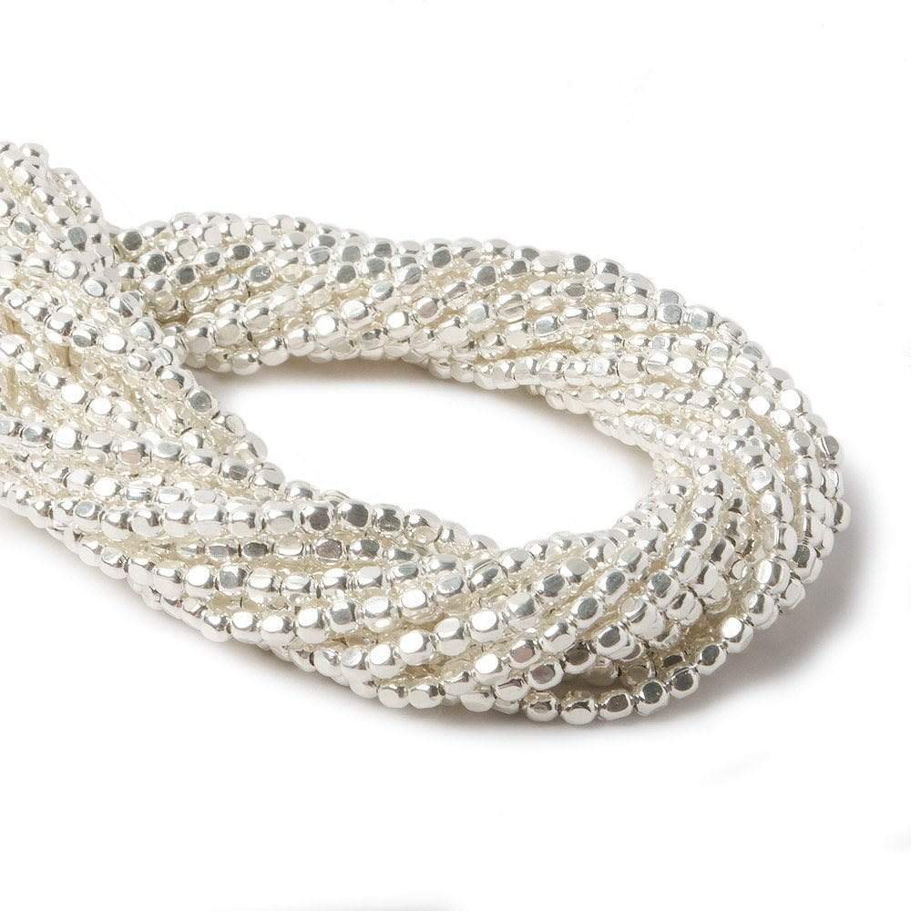 2mm Sterling Silver Plain Cube Beads - 8 Inch Strand (81 Beads) - AtlantaFindingsCompany