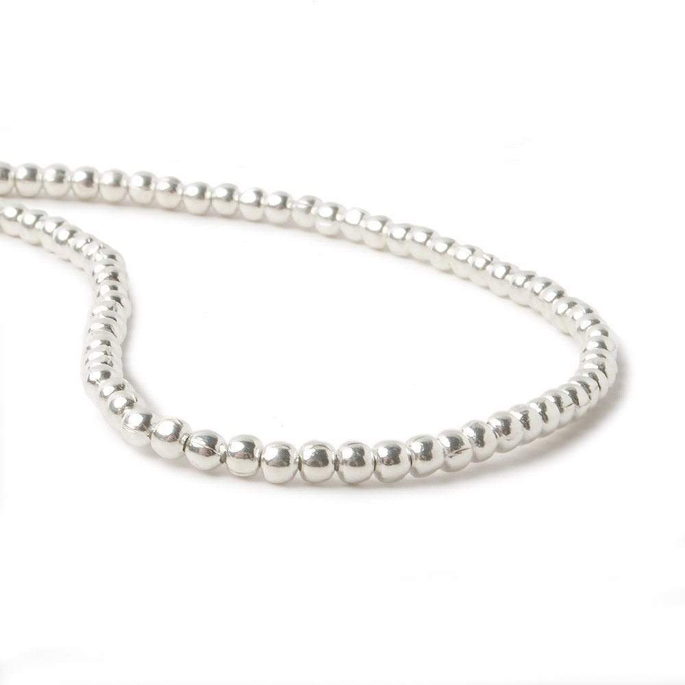 2mm Sterling Silver Plain Round Beads - 8 Inch Strand (102 Beads) - AtlantaFindingsCompany