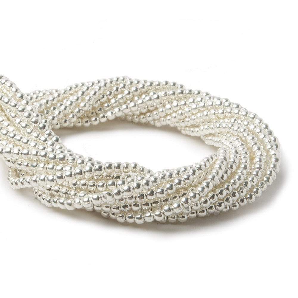 2mm Sterling Silver Plain Round Beads - 8 Inch Strand (102 Beads) - AtlantaFindingsCompany