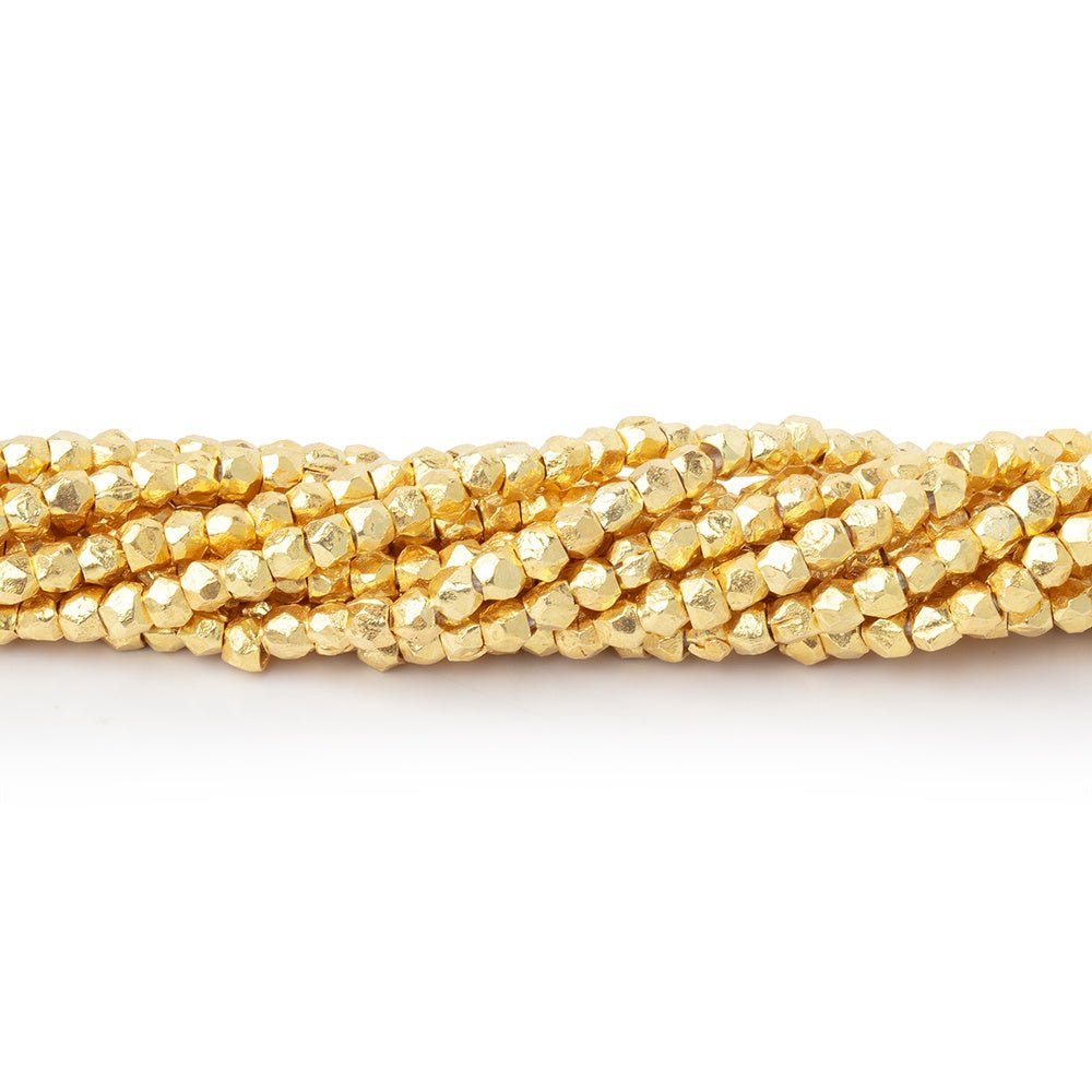 2mm Vermeil Hand - Cut Faceted Nugget Beads - 4 - inch Strand, Approx. 50 Pieces - AtlantaFindingsCompany