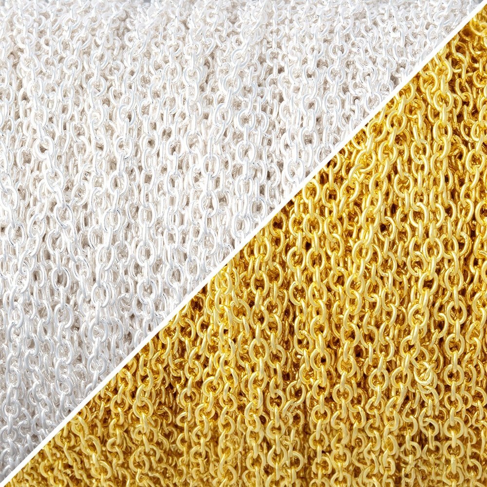 3 Feet - 1.7mm Shiny Oval Link Chain - AtlantaFindingsCompany