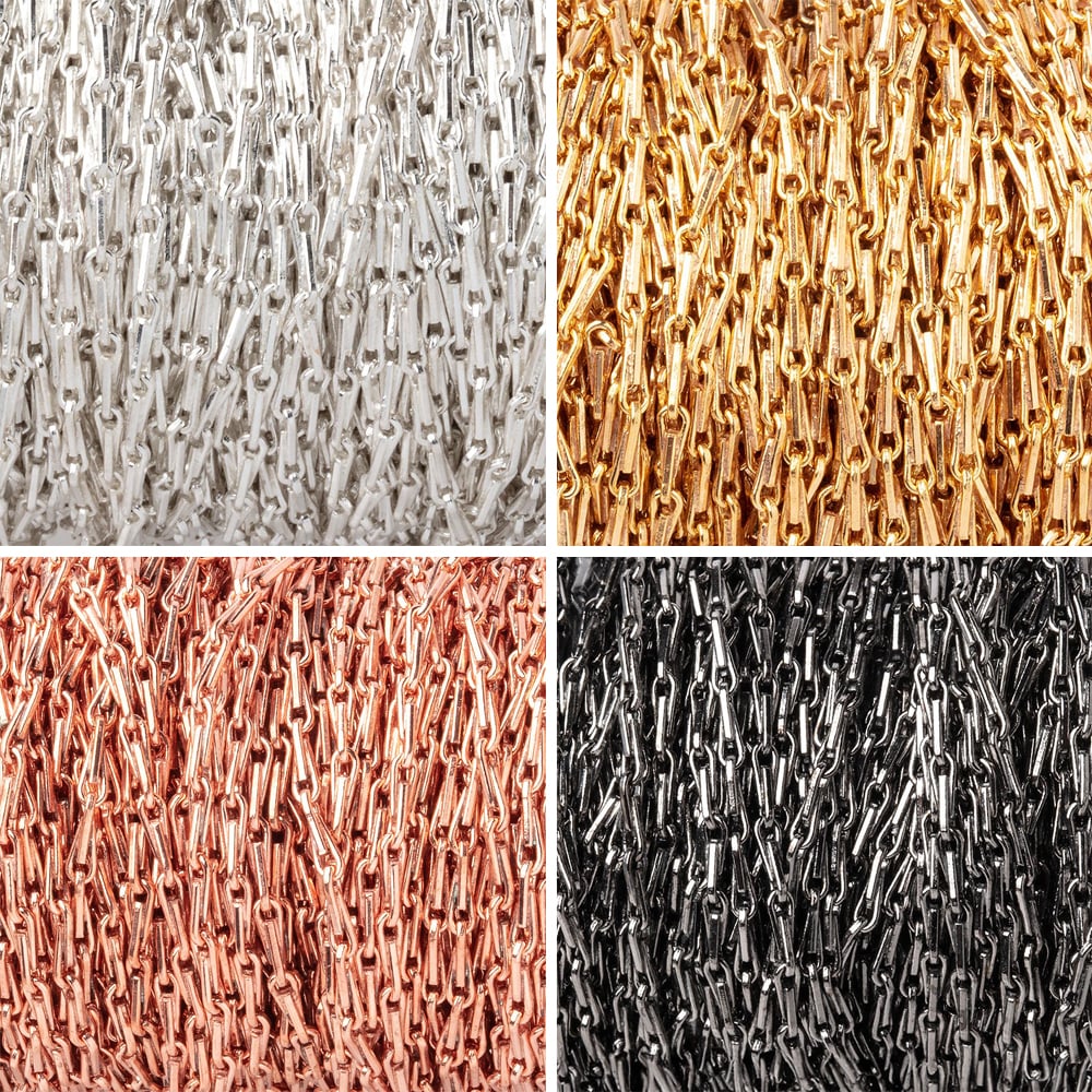 3 Feet - 1mm Shiny Tear Drop Link Chain - Multiple Plating Options - AtlantaFindingsCompany