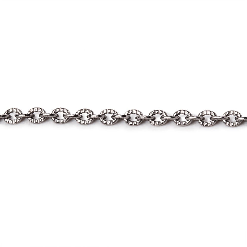 3 Feet - 2.5mm Small Corrugated Oval Link Chain | Plated Options Available - AtlantaFindingsCompany