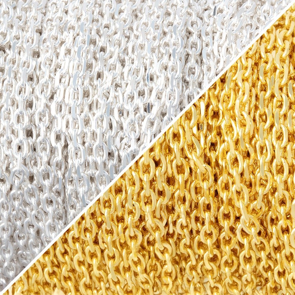 3 Feet - 2mm Oval Link Chain - AtlantaFindingsCompany