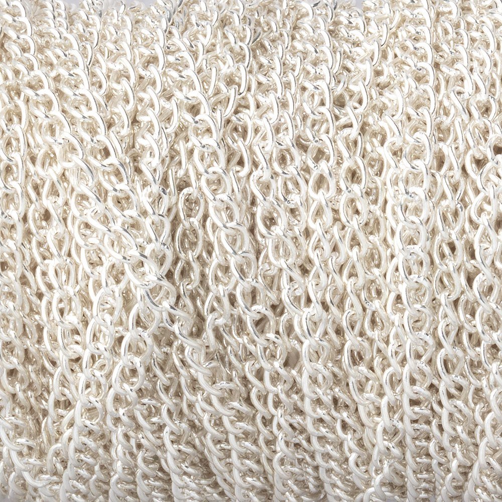 3 Feet - 2mm Silver Plated Curb Link Chain Necklace - AtlantaFindingsCompany