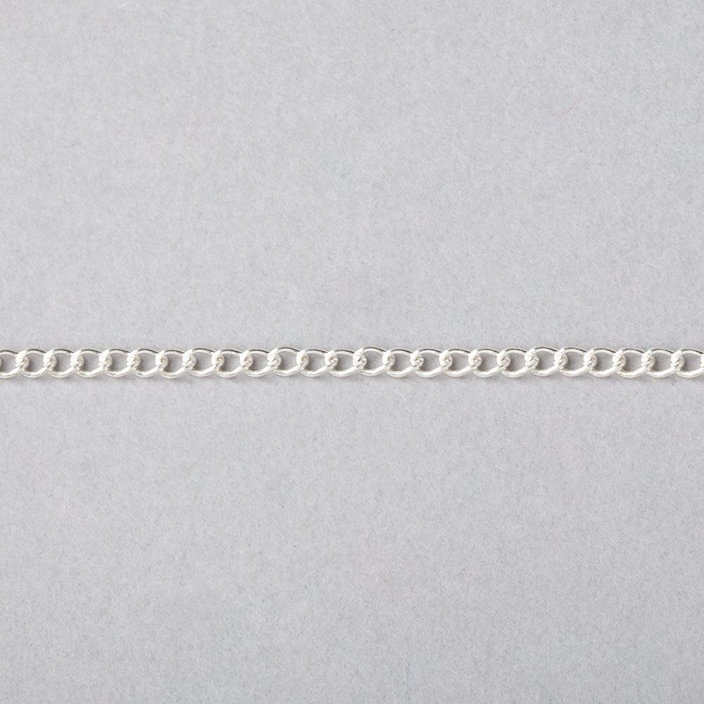 3 Feet - 2mm Silver Plated Curb Link Chain Necklace - AtlantaFindingsCompany