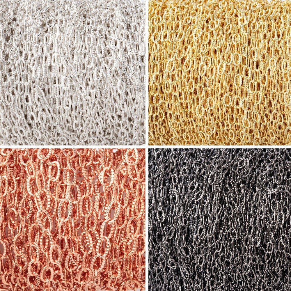 3 Feet - 2x4mm Elongated Corrugated Oval Chain - AtlantaFindingsCompany