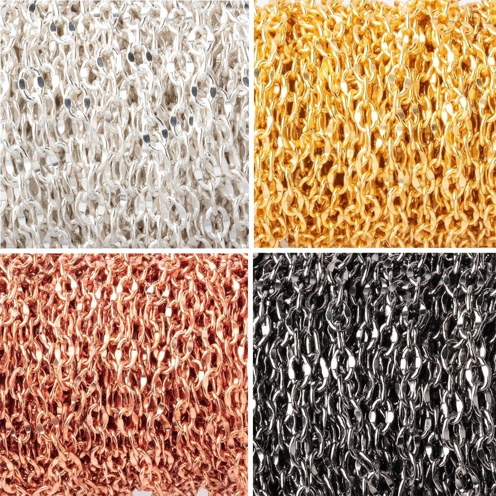 3ft 3mm Oval Link Cable Chain - Plated - AtlantaFindingsCompany