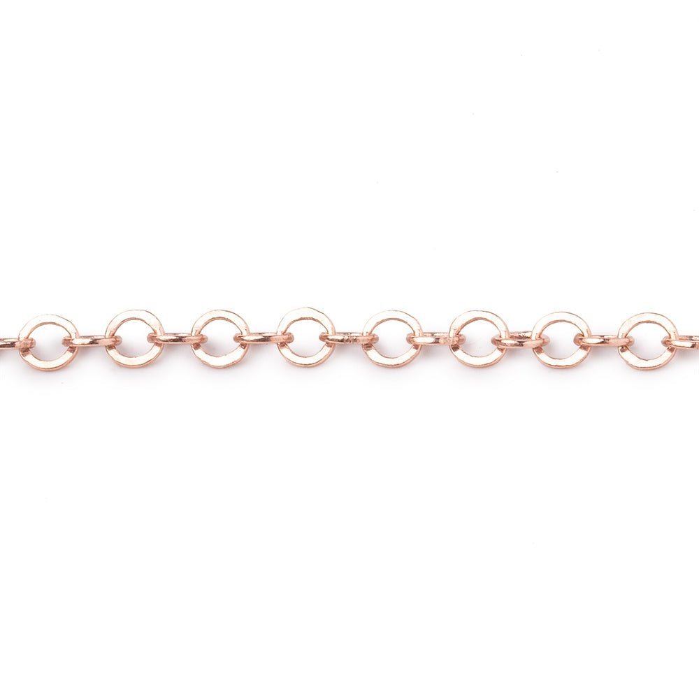 3 Feet - 3mm Flat Round Link Chain - Silver, Gold, Rose Gold, Black Gold Plated - AtlantaFindingsCompany