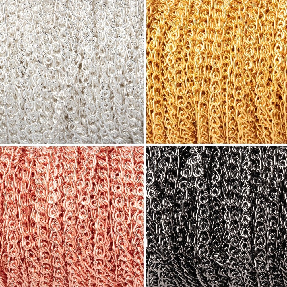 3 - Foot 3mm Shiny Plated Loop Link Chain - AtlantaFindingsCompany