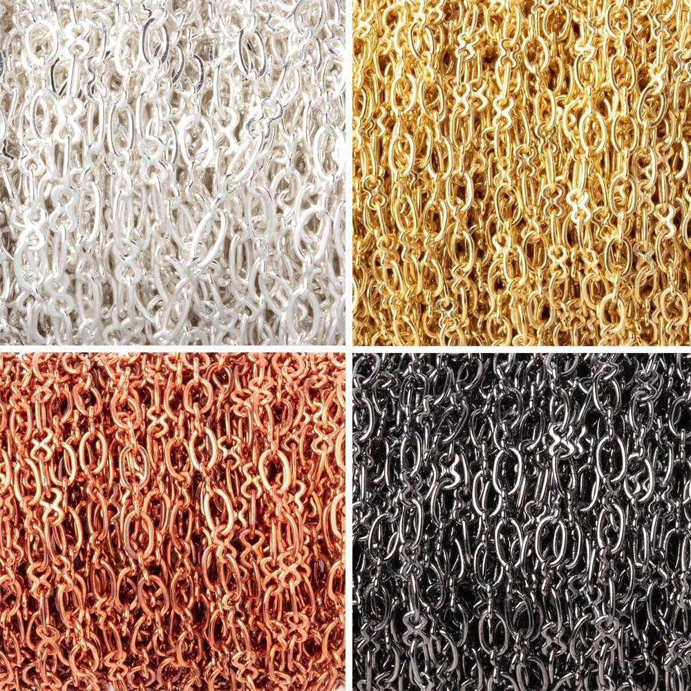 3 Feet of 3mm Shiny Oval & Bowtie Link Chain - AtlantaFindingsCompany