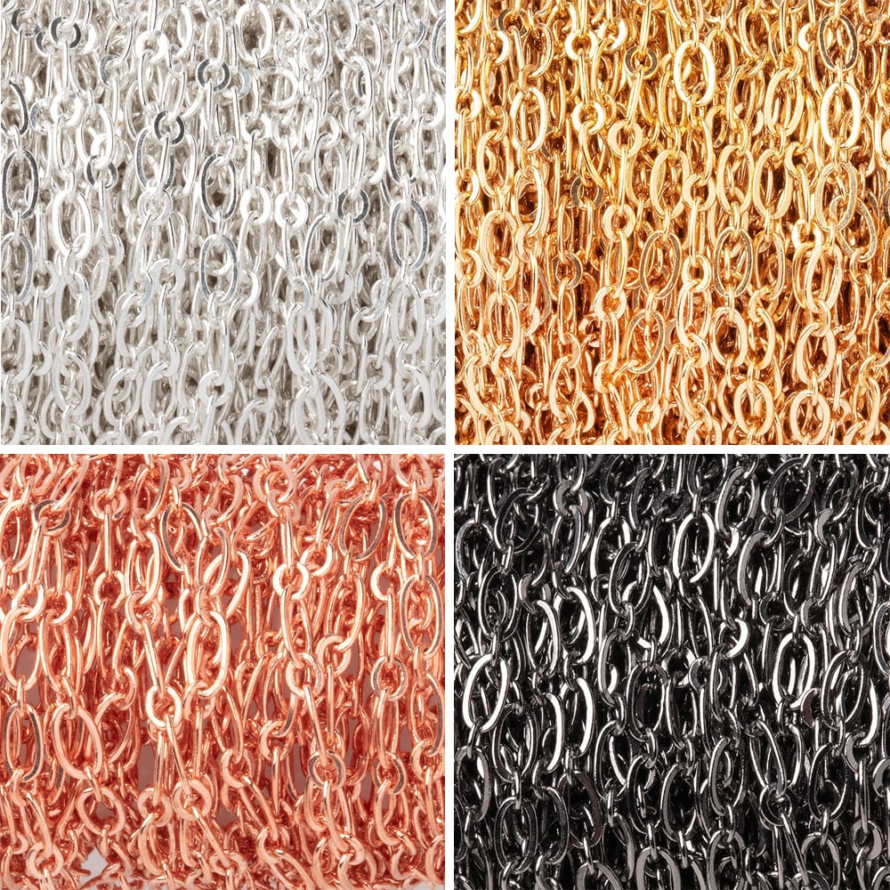 3 Feet - 3mm Shiny Oval & Link Chain - Plated Metal - AtlantaFindingsCompany