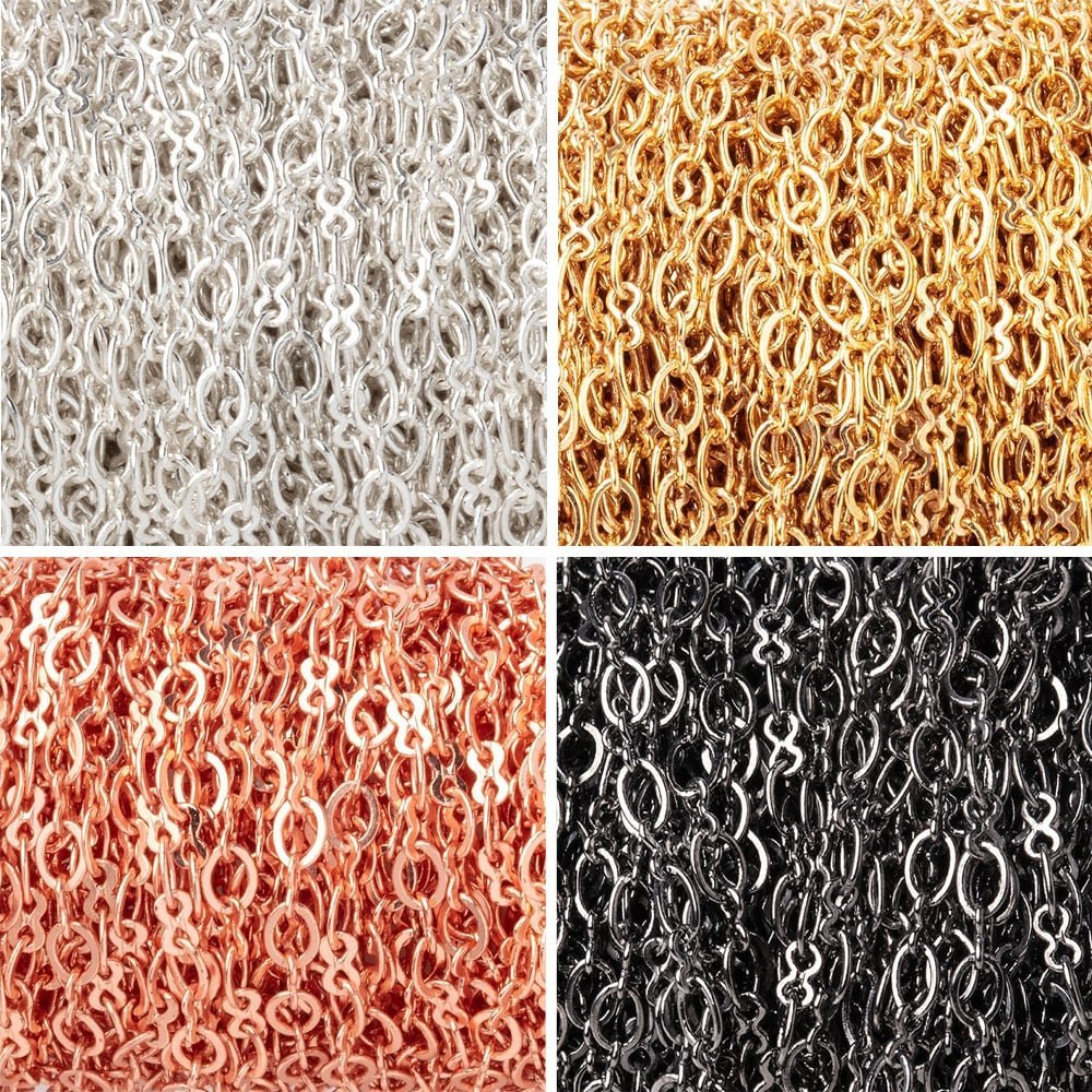 3 Feet - 3mm Shiny Rounded Oval & Bowtie Link Chain - AtlantaFindingsCompany