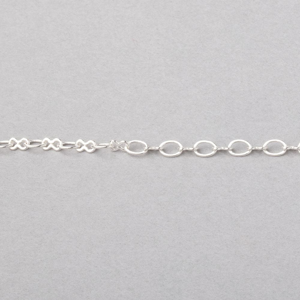3 Feet - 3mm Shiny Rounded Oval & Bowtie Link Chain - AtlantaFindingsCompany