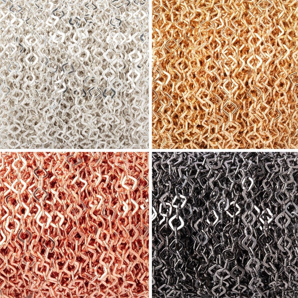 3 Feet - 4mm Shiny Flat Square Oval Link Chain - AtlantaFindingsCompany