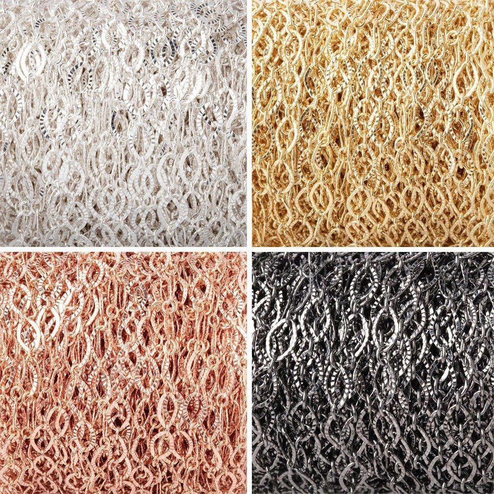 3 - Foot 5mm Corrugated Oval Link Chain - Premium Plated Metal - AtlantaFindingsCompany