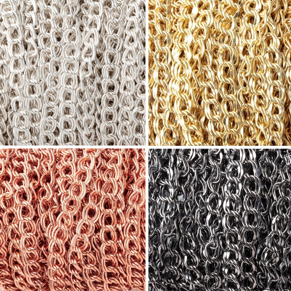 3 Feet of 5mm Double Curb Link Chain - Premium Plated Metal - AtlantaFindingsCompany