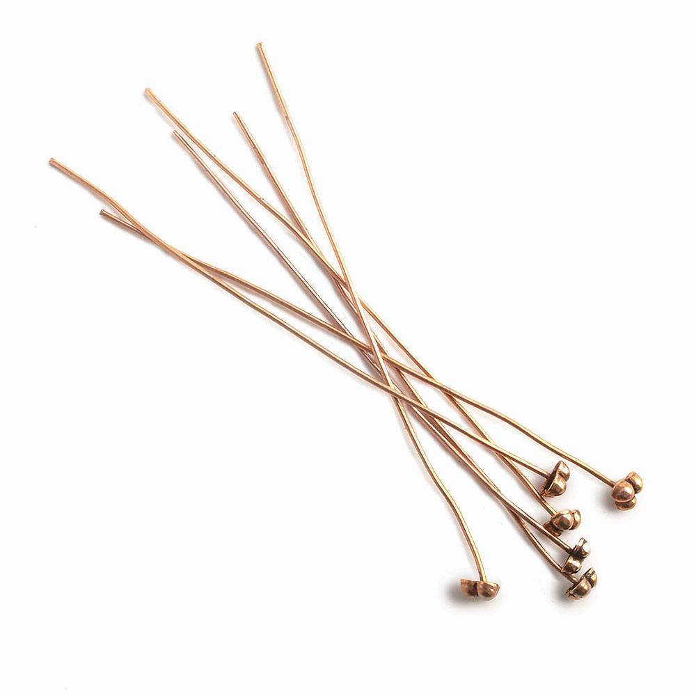 3" Copper Headpin with 3 Ball Design - 22 Gauge, 22 Pieces - AtlantaFindingsCompany
