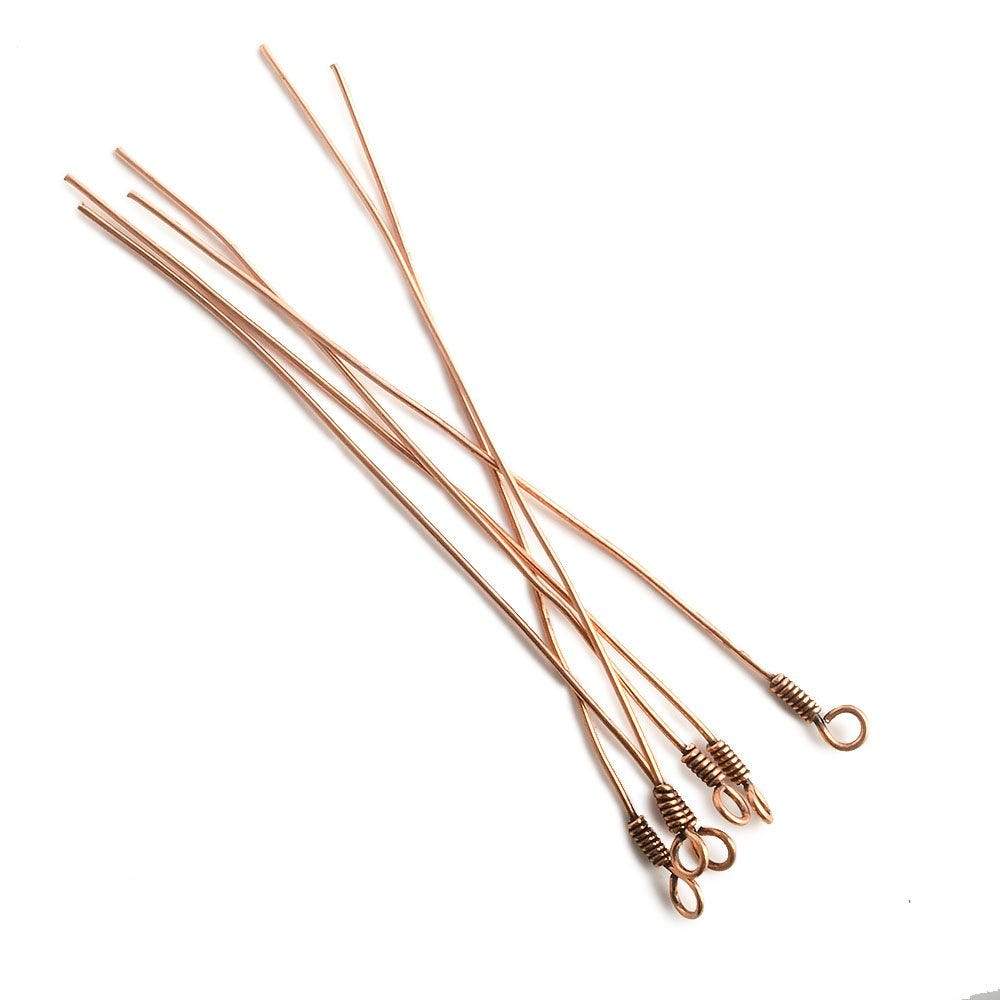 22 pcs - 3" Copper Eyepin with 22 Guage Wrapped Wire - AtlantaFindingsCompany