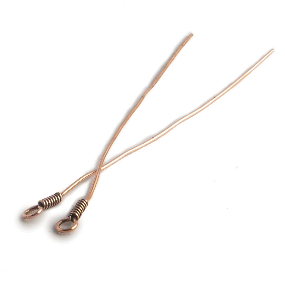 22 pcs - 3" Copper Eyepin with 22 Guage Wrapped Wire - AtlantaFindingsCompany