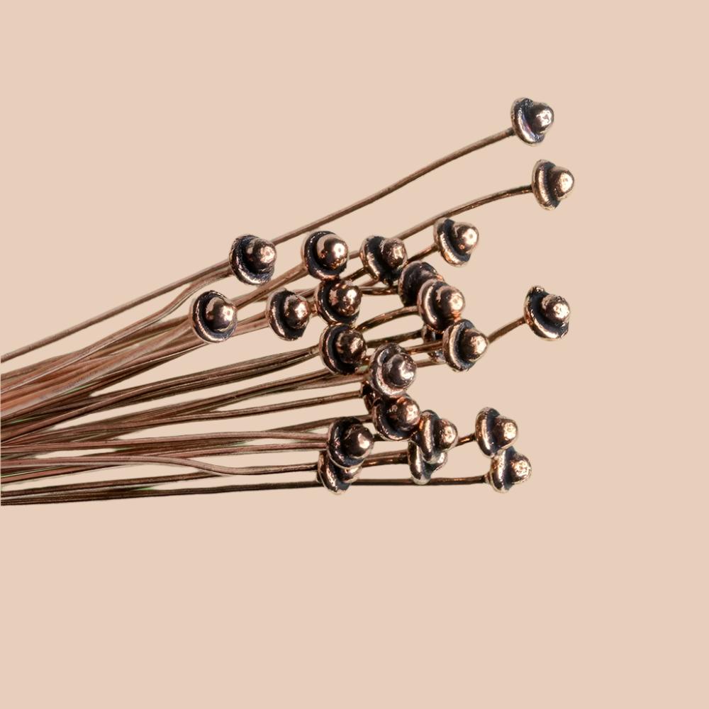 3" Copper Headpin Button - 22 Gauge, Set of 22 - AtlantaFindingsCompany