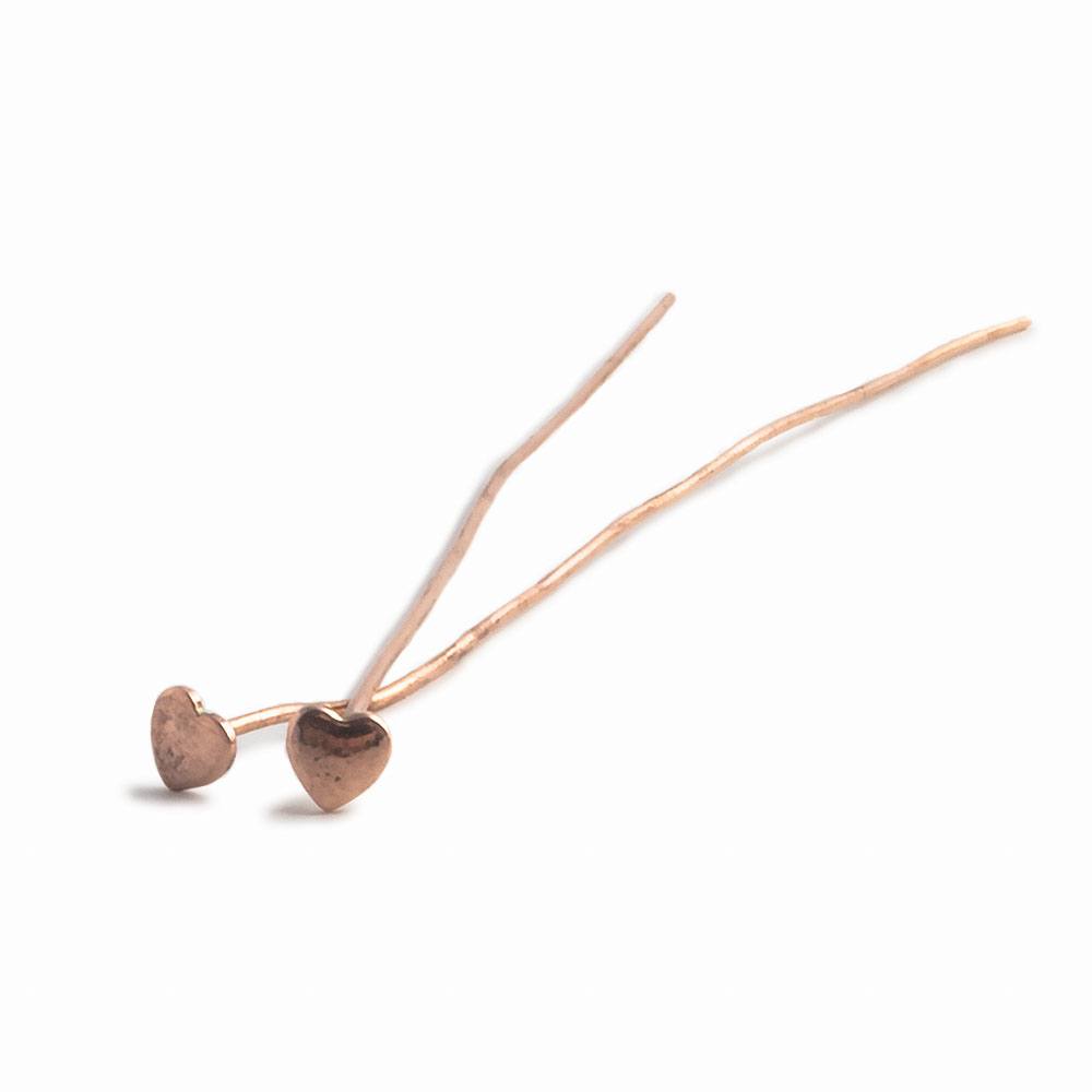 3" Copper Headpin Heart Charms - 22 Guage, 22 pcs/bag - AtlantaFindingsCompany