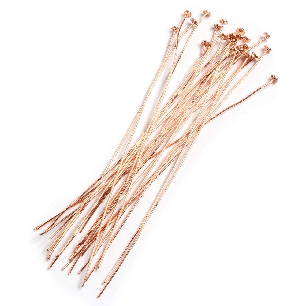 24 Gauge Copper Headpins - 3" Length, Flat Circular Head - 22 pcs - AtlantaFindingsCompany