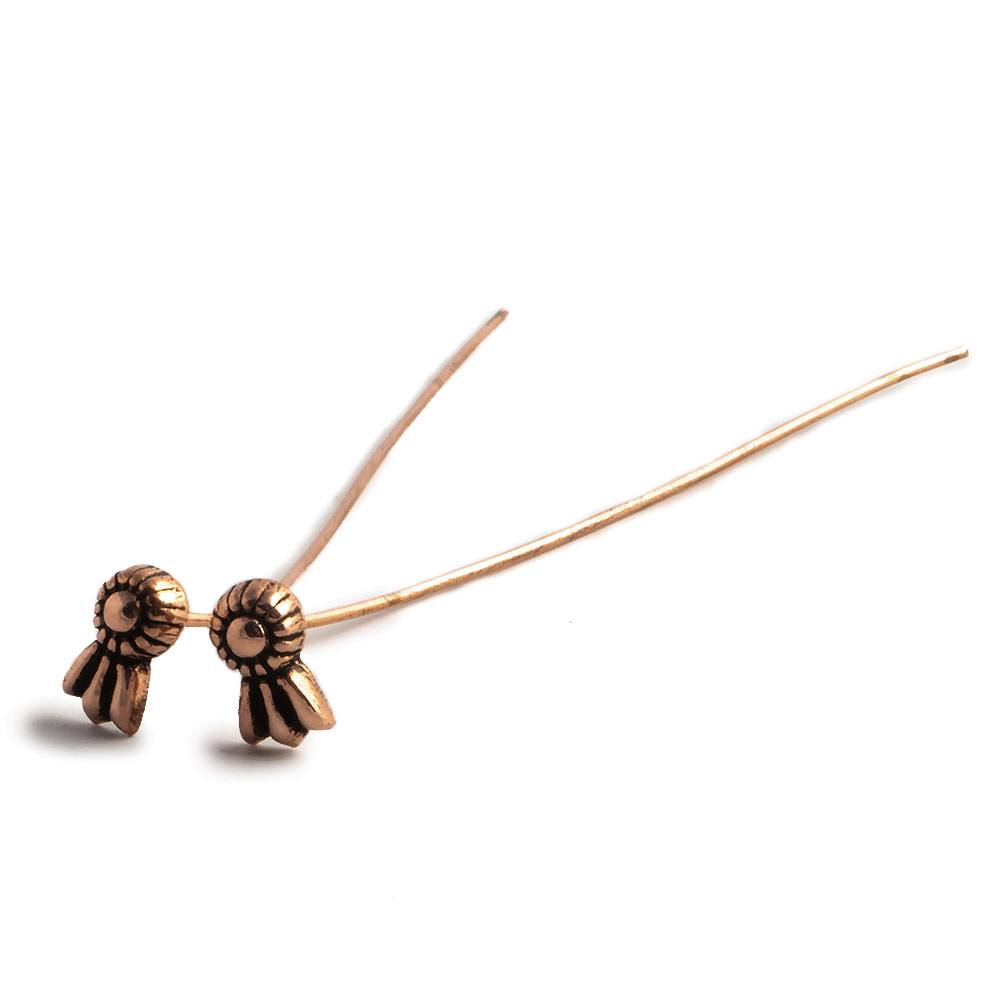 3" Copper Ribbon Design Headpin - 22 Gauge, Pack of 22 - AtlantaFindingsCompany