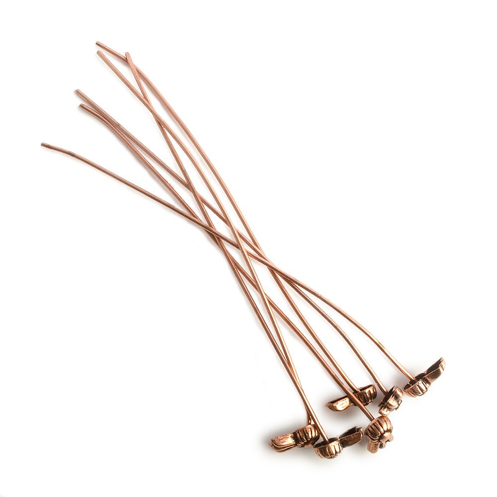 3" Copper Ribbon Design Headpin - 22 Gauge, Pack of 22 - AtlantaFindingsCompany