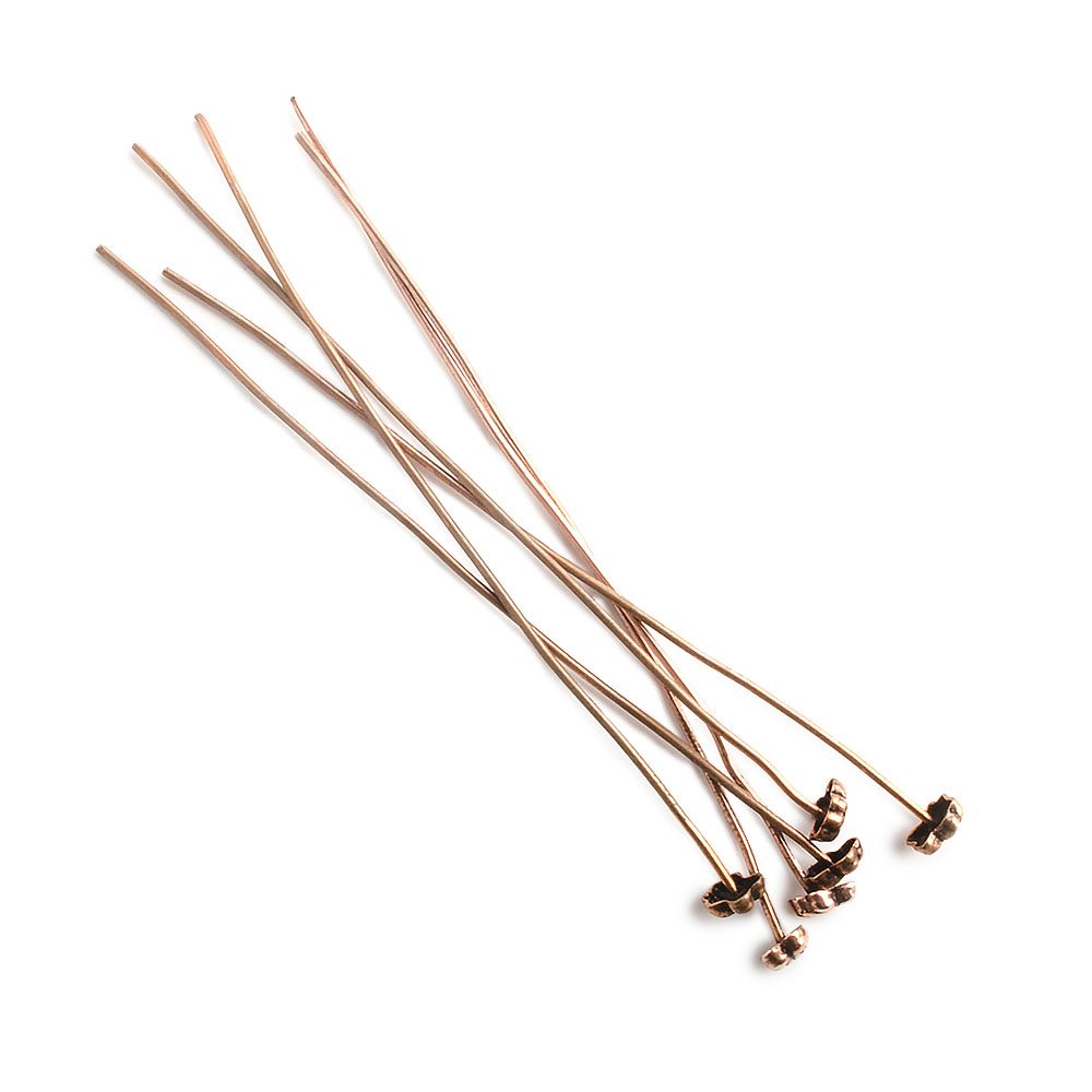 3" Copper Headpin with Shell Design - 22 Gauge, 22 Pieces - AtlantaFindingsCompany