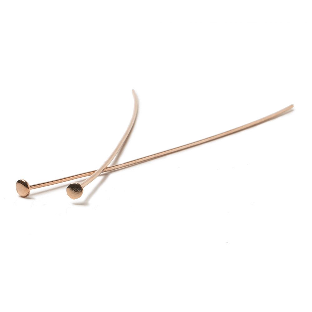 3" Rose Gold Disc Headpins - 22 Gauge Wire, 10pk - AtlantaFindingsCompany
