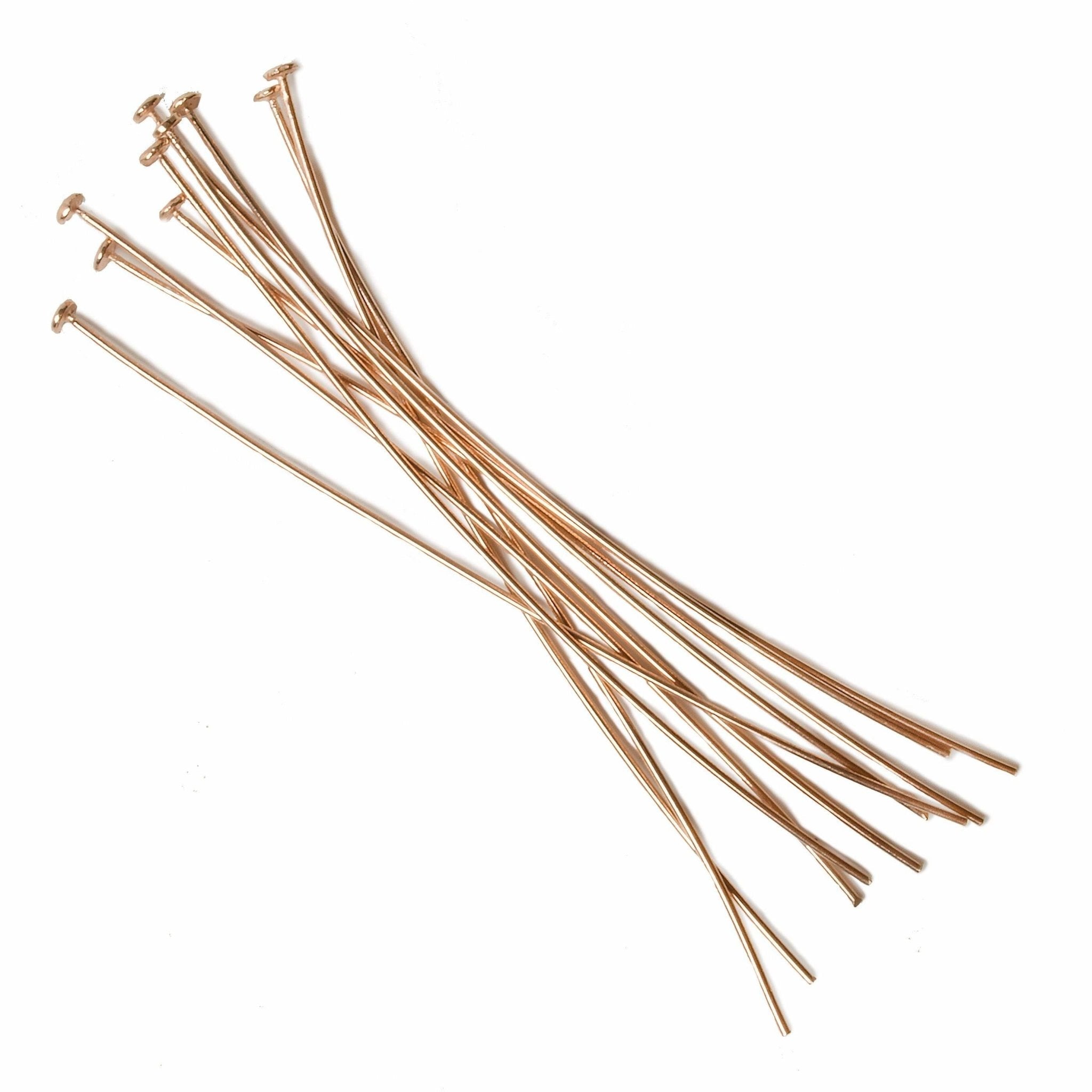 3" Rose Gold Disc Headpins - 22 Gauge Wire, 10pk - AtlantaFindingsCompany