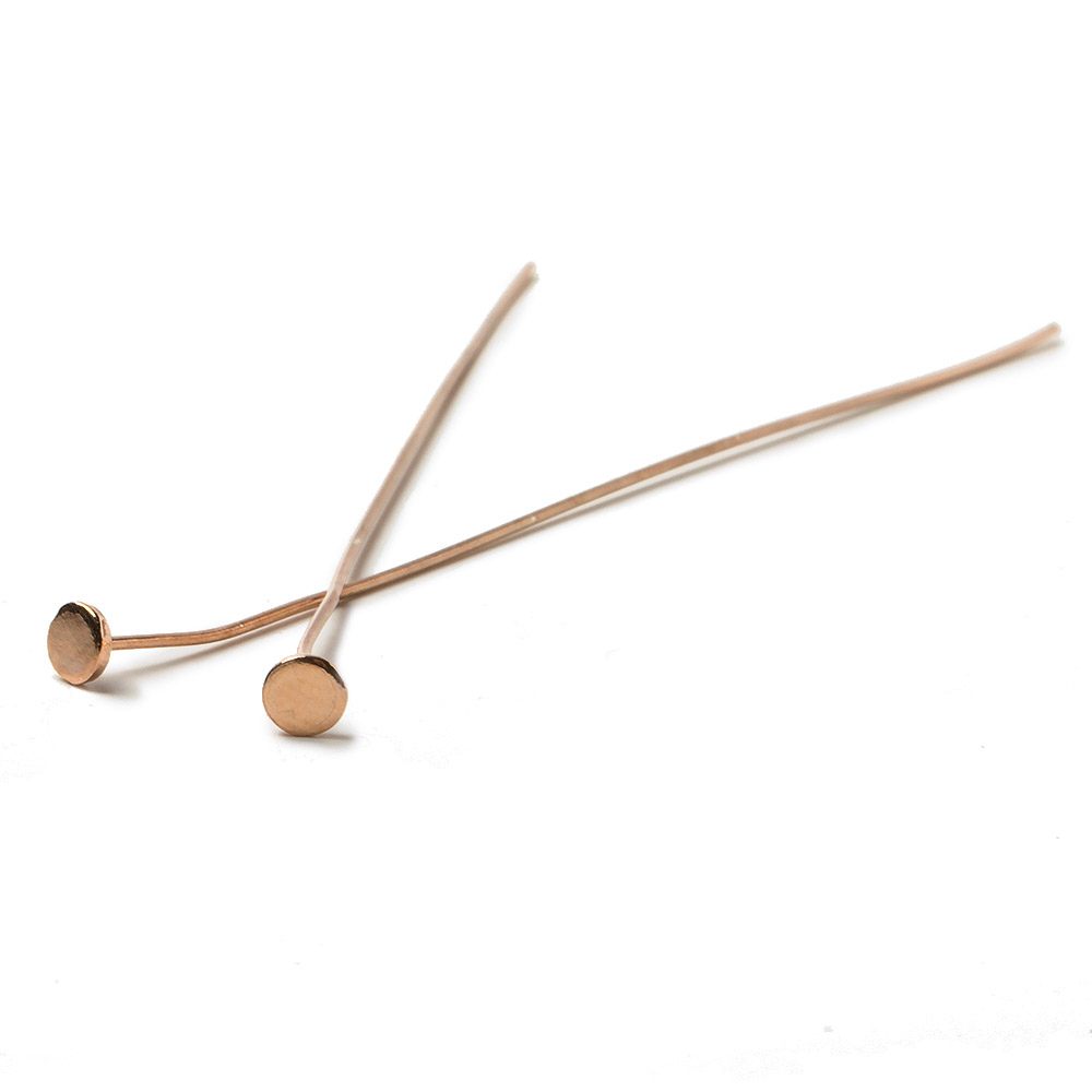 3" Rose Gold Disc Headpin - 24 Gauge Wire (10 pcs) - AtlantaFindingsCompany