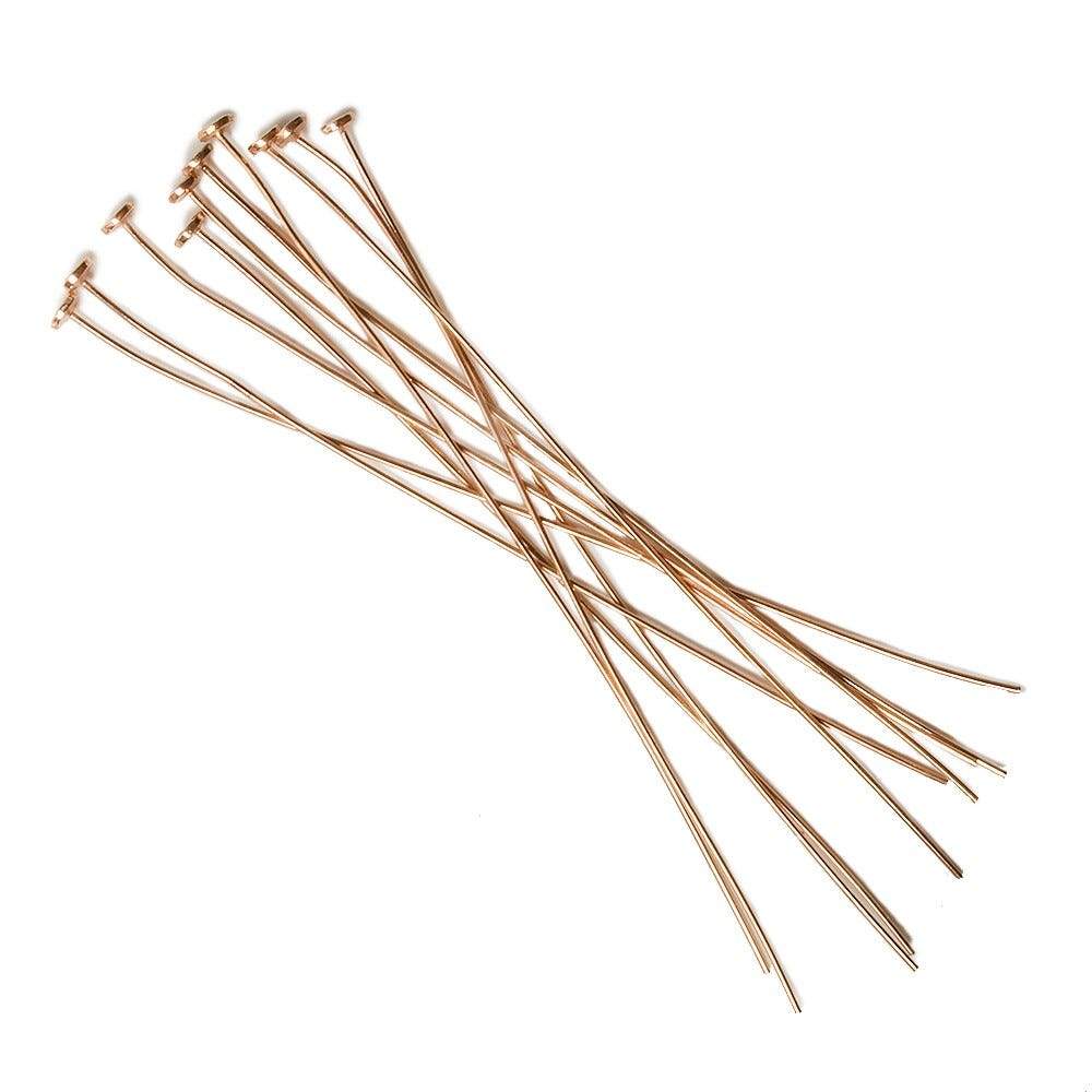 3" Rose Gold Disc Headpin - 24 Gauge Wire (10 pcs) - AtlantaFindingsCompany