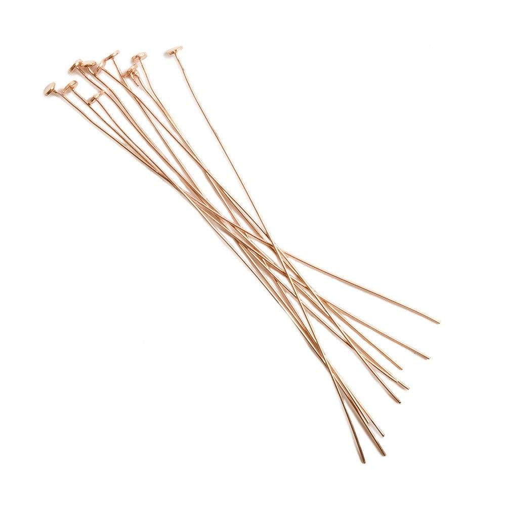 3" Rose Gold Disc Headpin - 26 Gauge Wire, 10pk - AtlantaFindingsCompany
